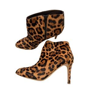 J. Crew Collection Leopard Booties 9 Made in Italy Calf Hair Leather